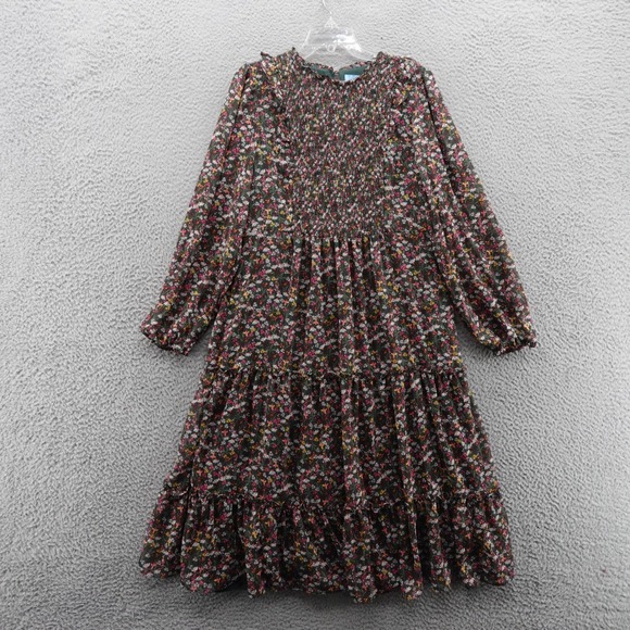 Draper James Dresses & Skirts - Draper James RSVP Smocked Dress Floral Midi Large Green Pink‎ Metallic Womens